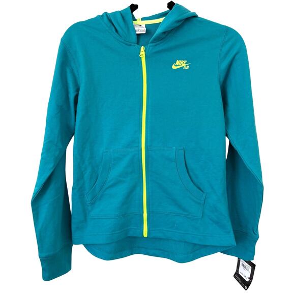 NWT Nike SB Teal Hooded Jacket Long Sleeve Full Zip Athletic-Large (12-13 YRS) - Picture 1 of 4